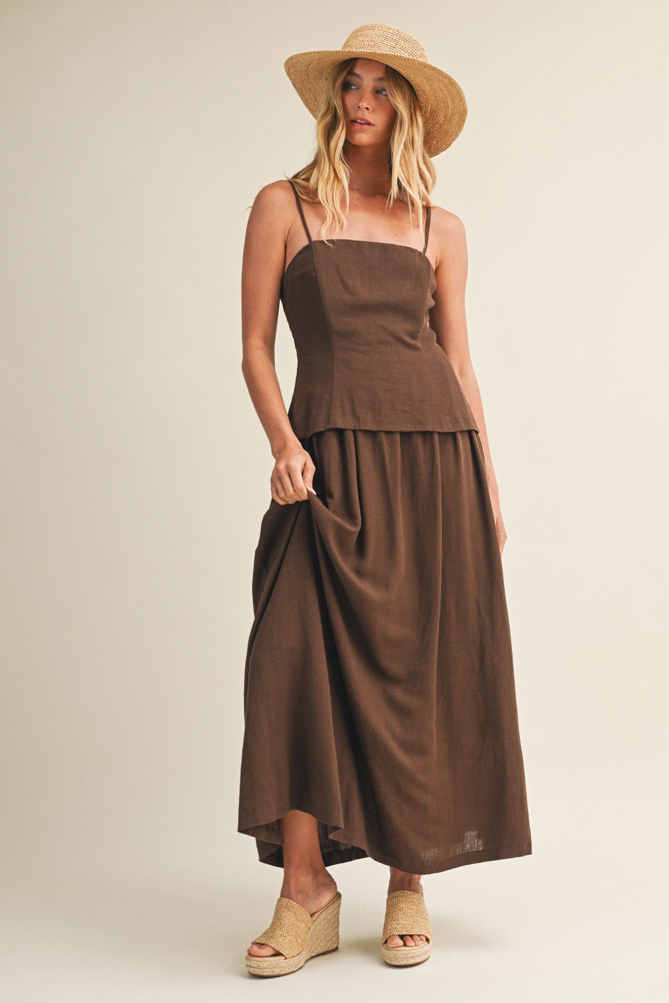 Back Smocked Twofer Cami Dress