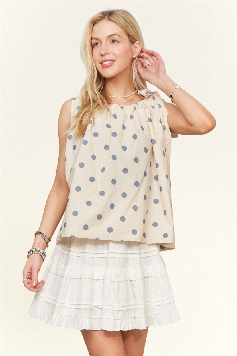 Polka Dot Sleeveless Blouse