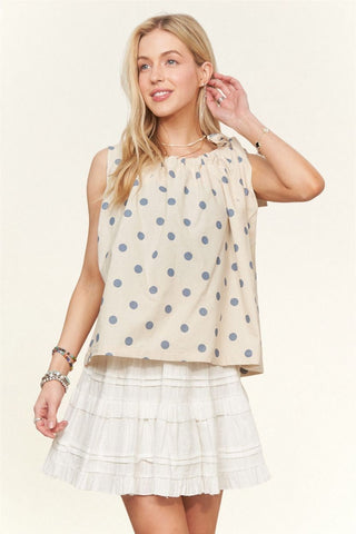 Polka Dot Sleeveless Blouse