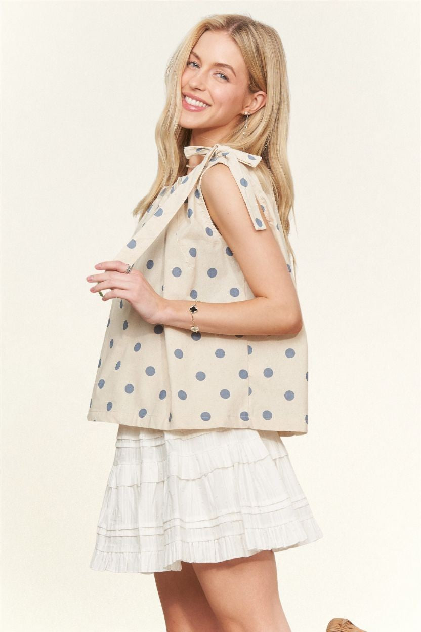 Polka Dot Sleeveless Blouse