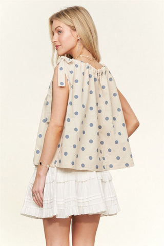 Polka Dot Sleeveless Blouse