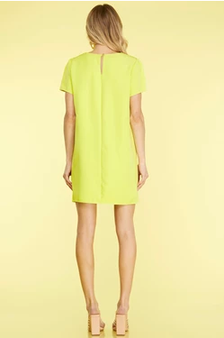 SHORT SLEEVE SHIFT WOVEN DRESS