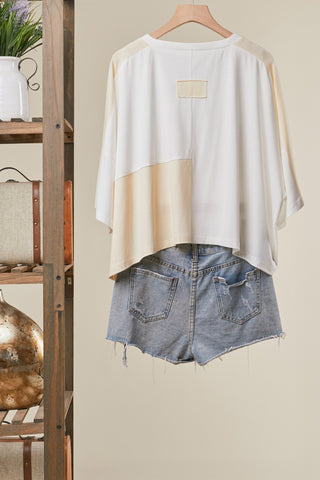 Embroidered Chest Patch Knit Top With Floral