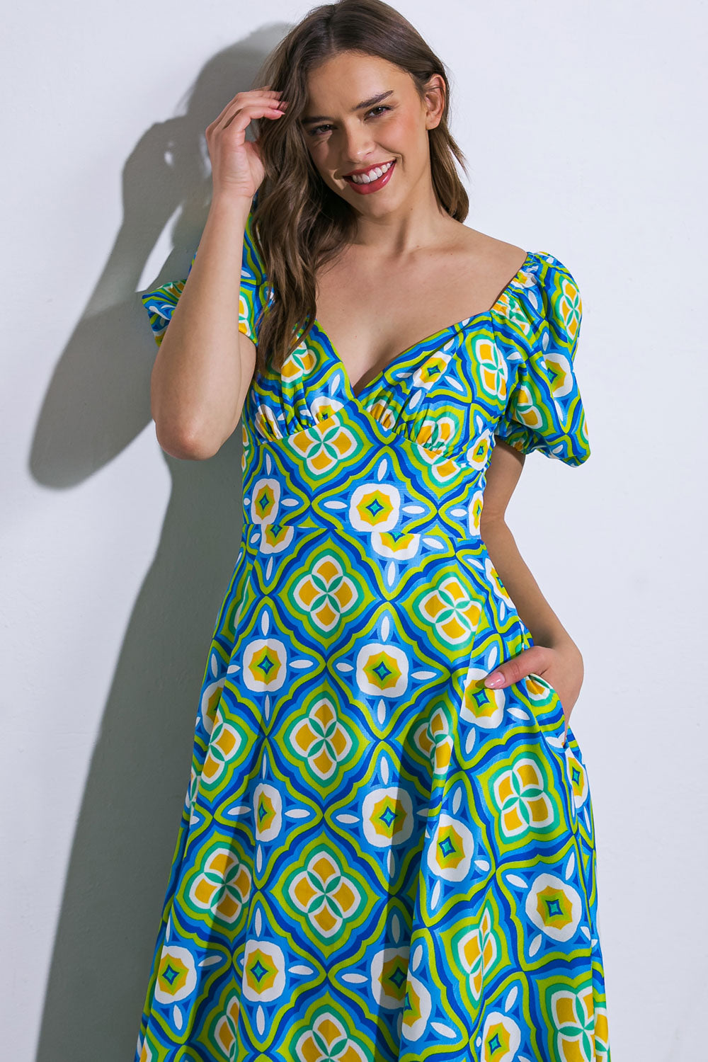 Printed Woven Midi Dress