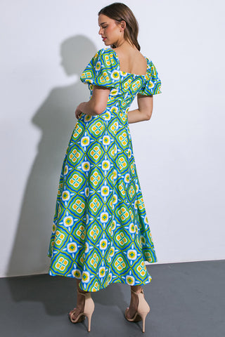 Printed Woven Midi Dress