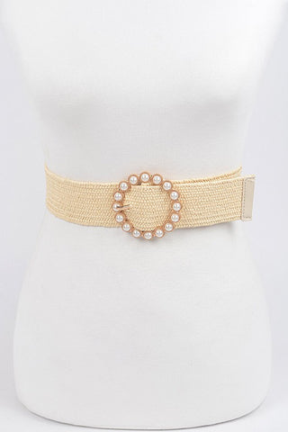 Weaved Pearl Buckle Belt