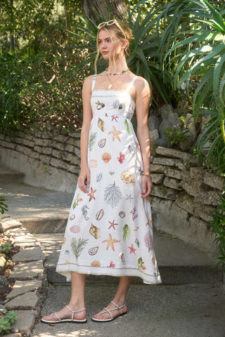 Multicolor Nautical Print Sleeveless Midi Dress