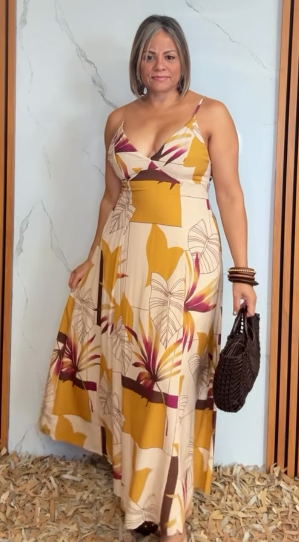 Printed Open Back Maxi Dress