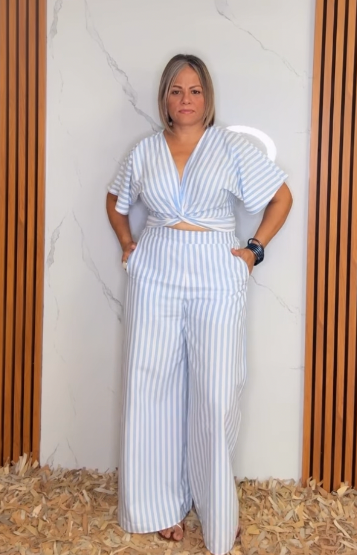 Striped Twist Front Top & Pants