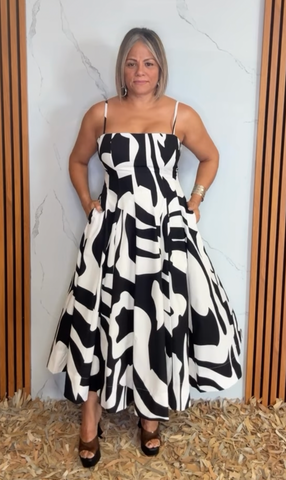 Abstract Noir Midi Dress