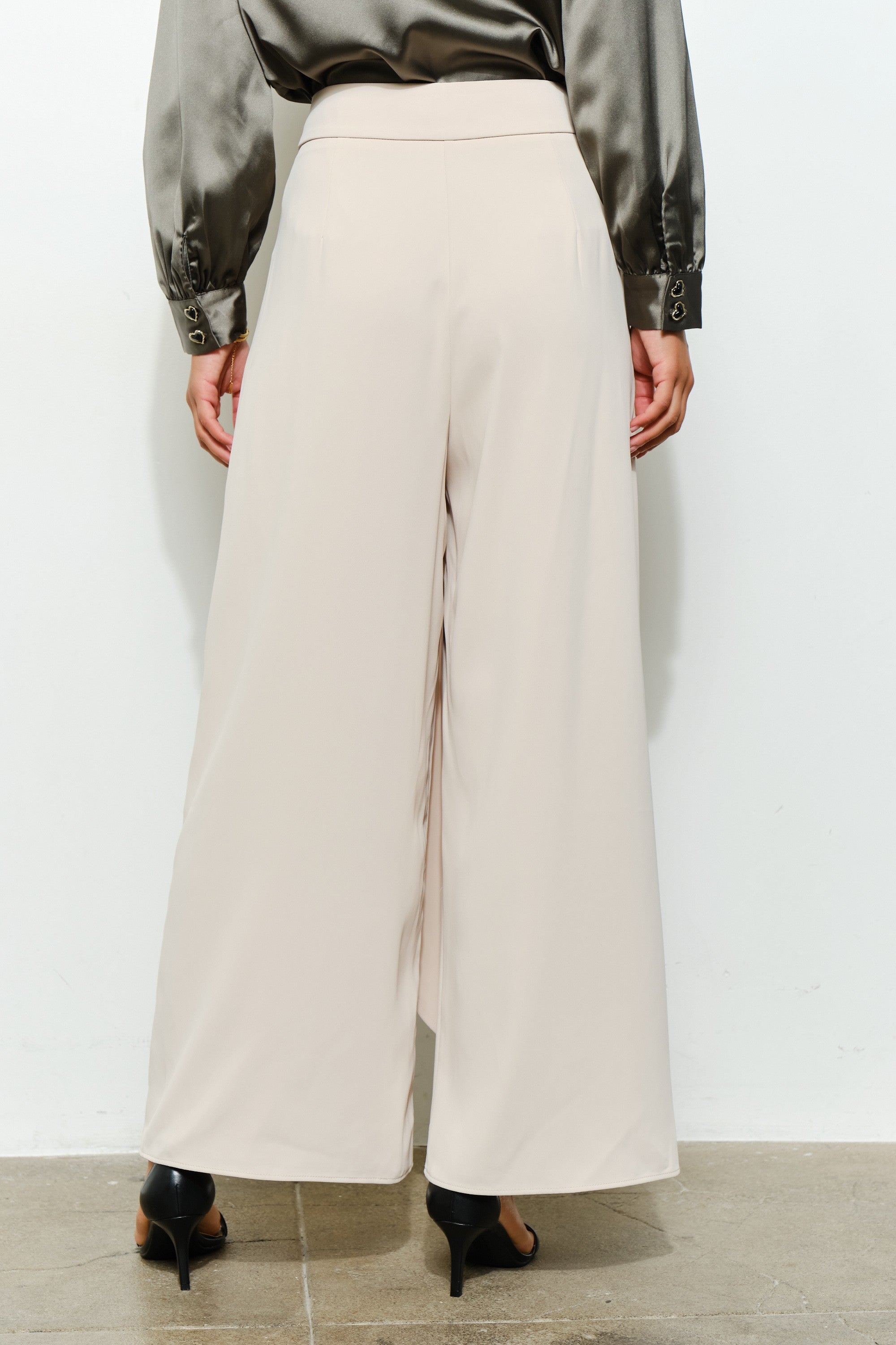 High Waist Wrap Detail Wide Pants