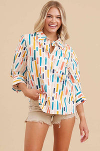 Cotton Print 1/3 Sleeves Top