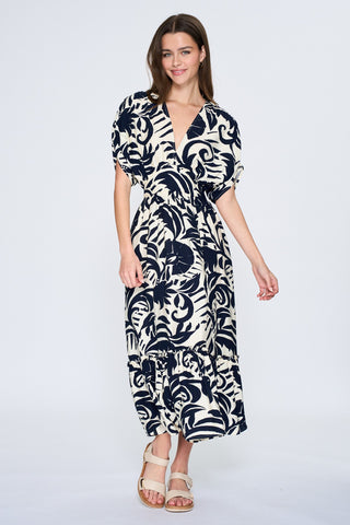 Shoulder Shirring Detailing Midi Dress