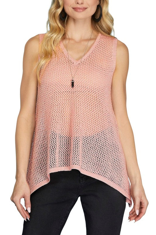 MESH KNIT SWEATER TOP