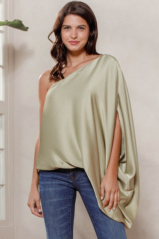 Solid Kimono Sleeves Woven Top