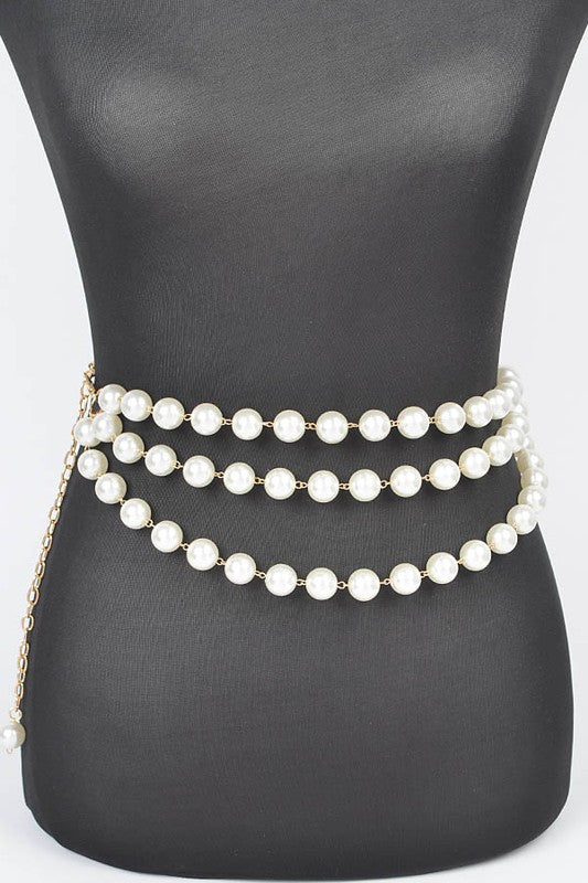 Multi Layered Pearl Chain Belt