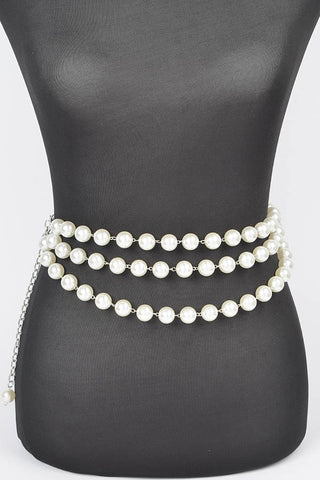 Multi Layered Pearl Chain Belt