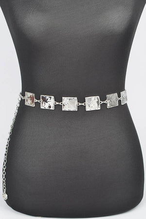 Hammered Square Metal Chain Belt