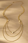 3 row mixed chain necklace with heart and glass