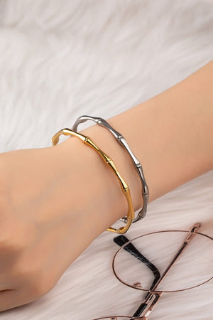 Stainless steel bamboo cuff bracelet