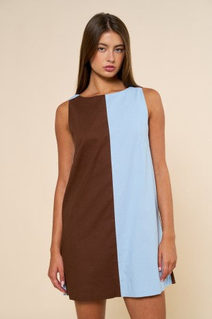 Two Tone Mini Shift Dress