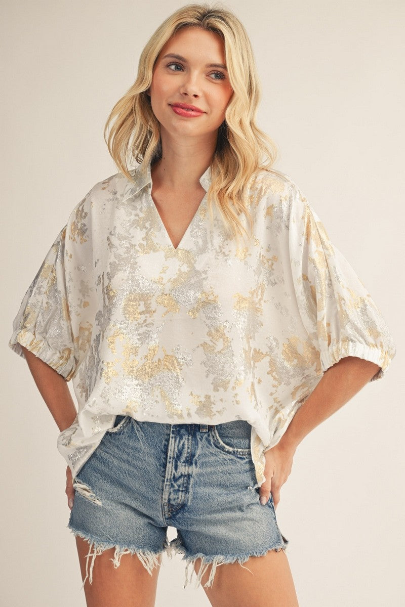 Dolman Sleeves Metaillic Top