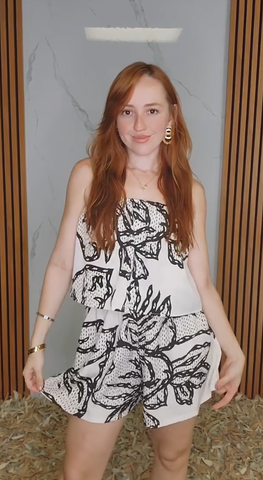 Chantilly Print Strapless Romper