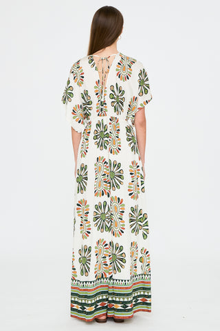 Kimono sleeve tie front printed jumpsuit