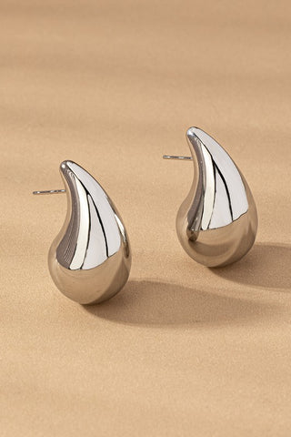 Hypoallergenic stainless steel puffy teardrop ear