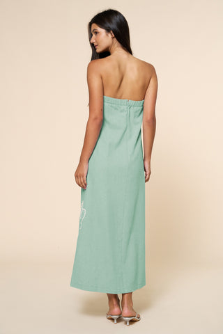 Seashell Embroidered Tube Maxi Dress