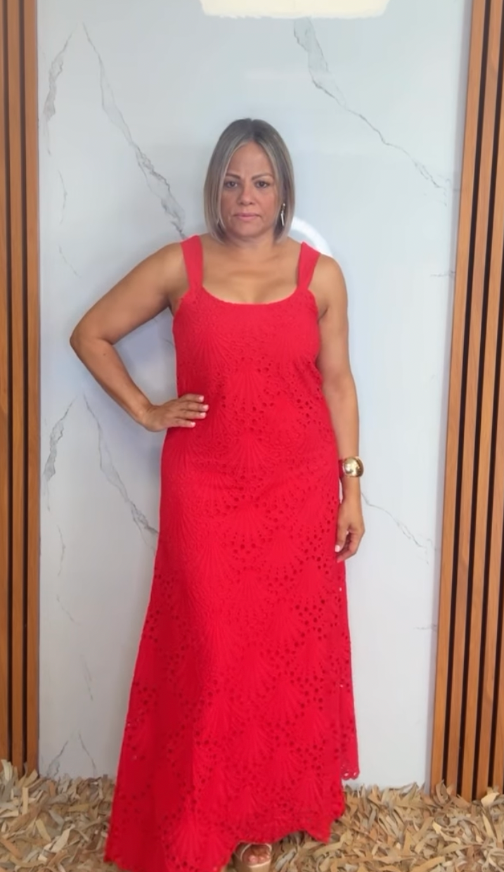 Sleeveless Floral Embroidery Maxi Dress