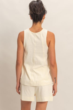 Sleeveless Round Neck Top & Shorts Set