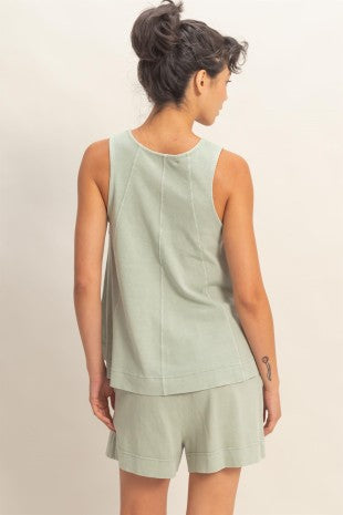 Sleeveless Round Neck Top & Shorts Set