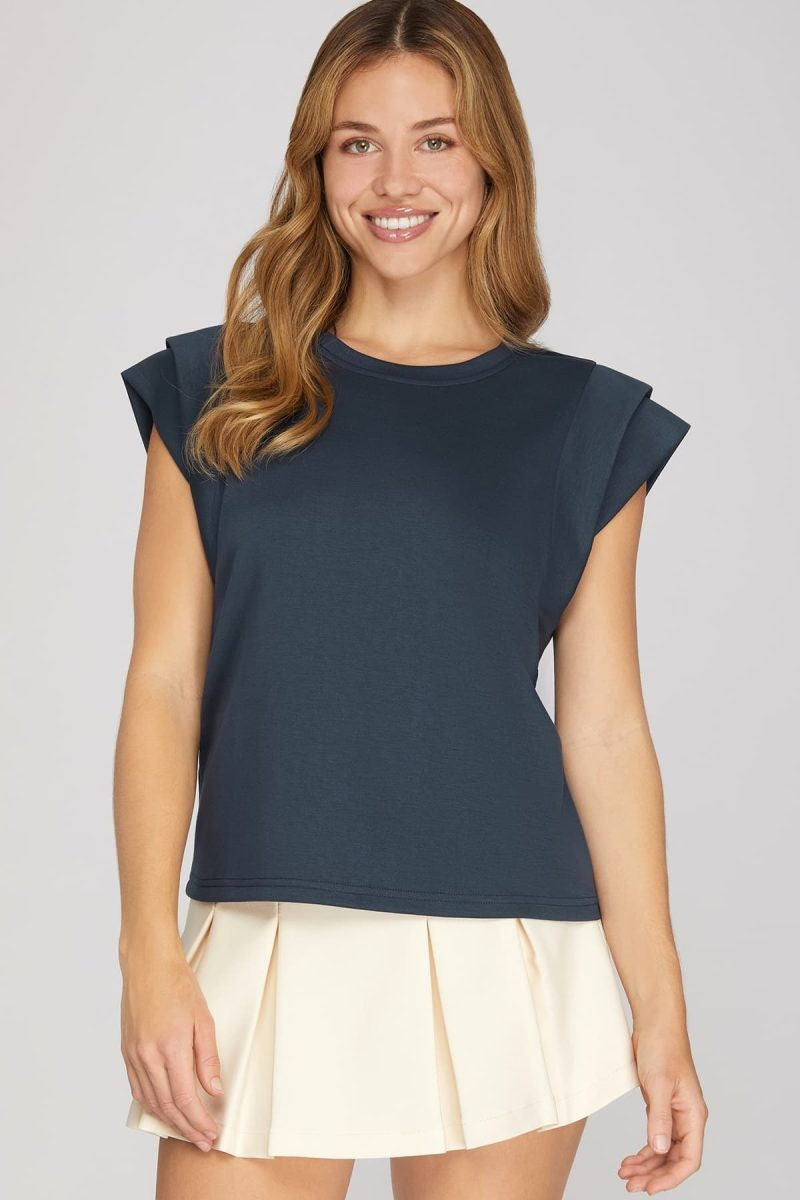 Double Band Sleeve Knit Top