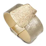 Metal Geometric Charm PU Leather Bracelet