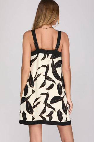SLEEVELESS PRINTED MINI DRESS WITH POCKETS