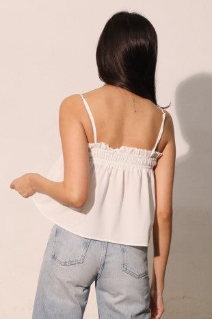 Textured Solid Smocked Crop Top
