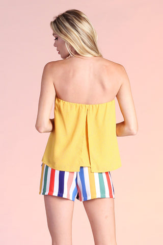 Speckled Dot Print Strapless Top
