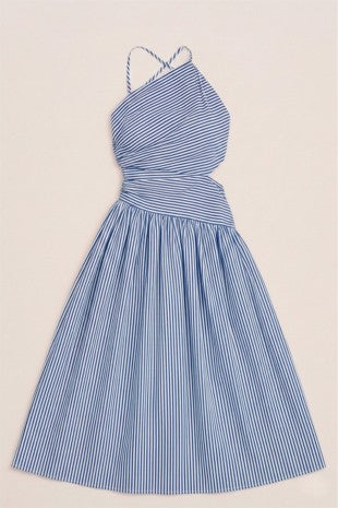 Asymmetrical Striped Midi Dress