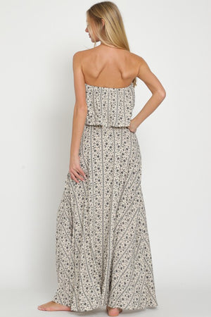 TUBE ELASTIC WAISTED AND BELTED MAXI DRESS