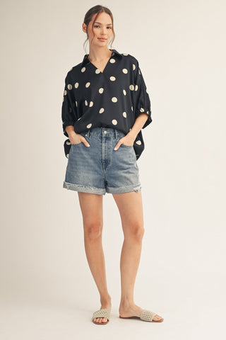 Polka Dot Satin Top