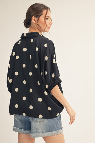 Polka Dot Satin Top
