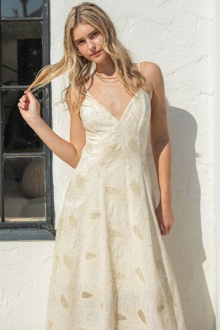 Embroidery Tie Back Maxi Dress
