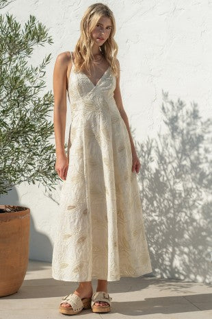 Embroidery Tie Back Maxi Dress