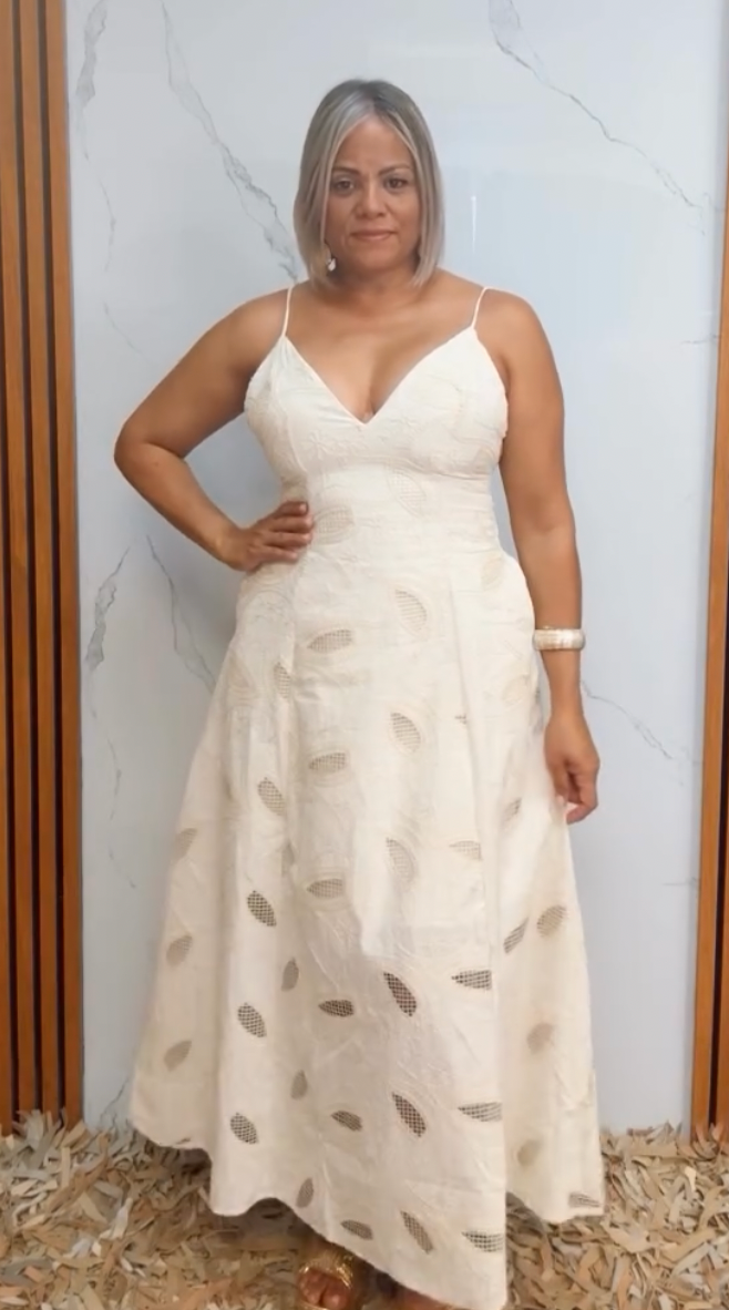 Embroidery Tie Back Maxi Dress