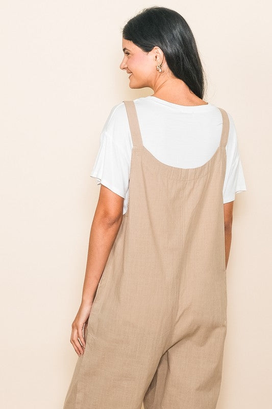 BUTTON DETAILED BAGGY OVERALL JUMPSUIT