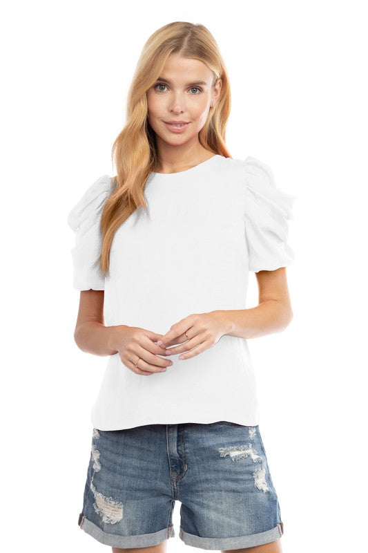 Short Sleeve Draped Sleeve Blouse