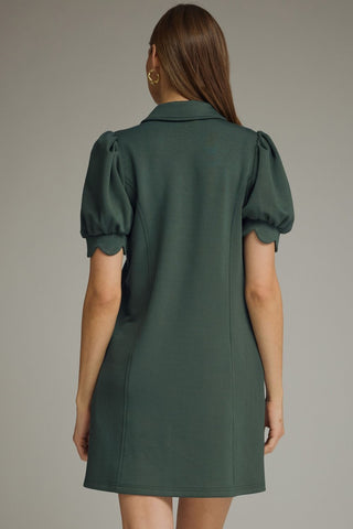 Solid puff sleeve mini dress