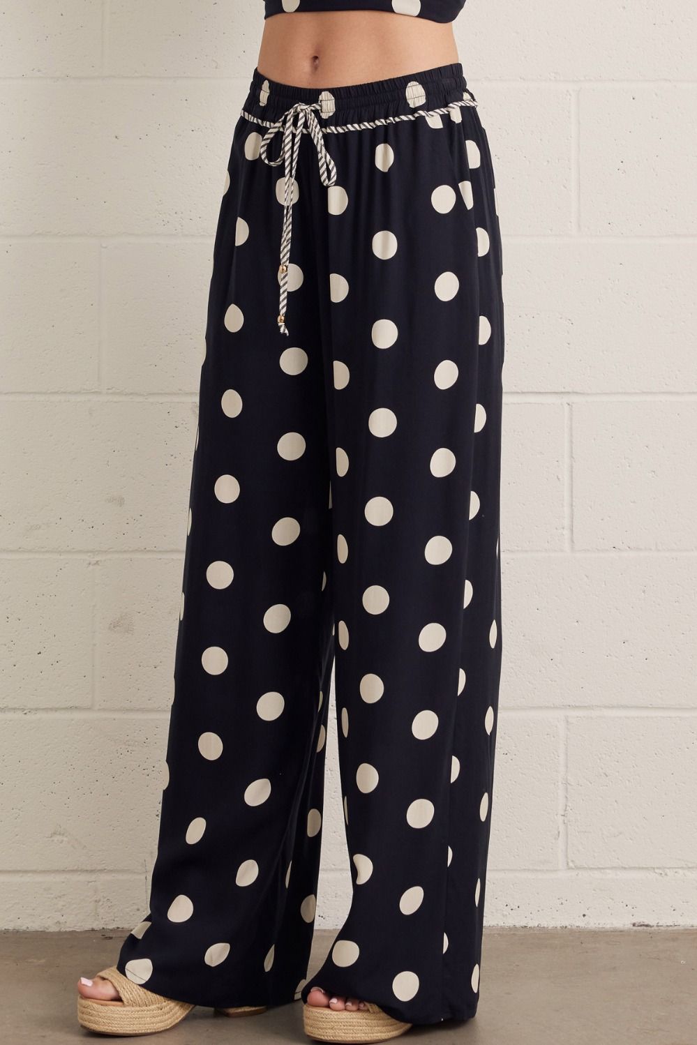 Polka dot wide leg pants