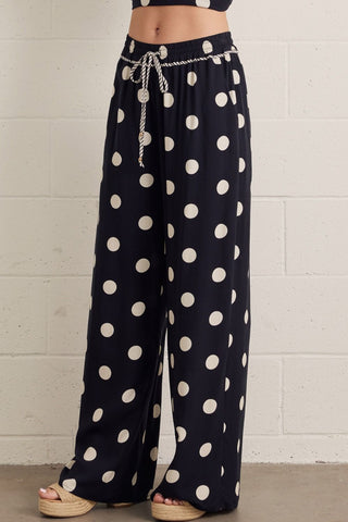 Polka dot wide leg pants